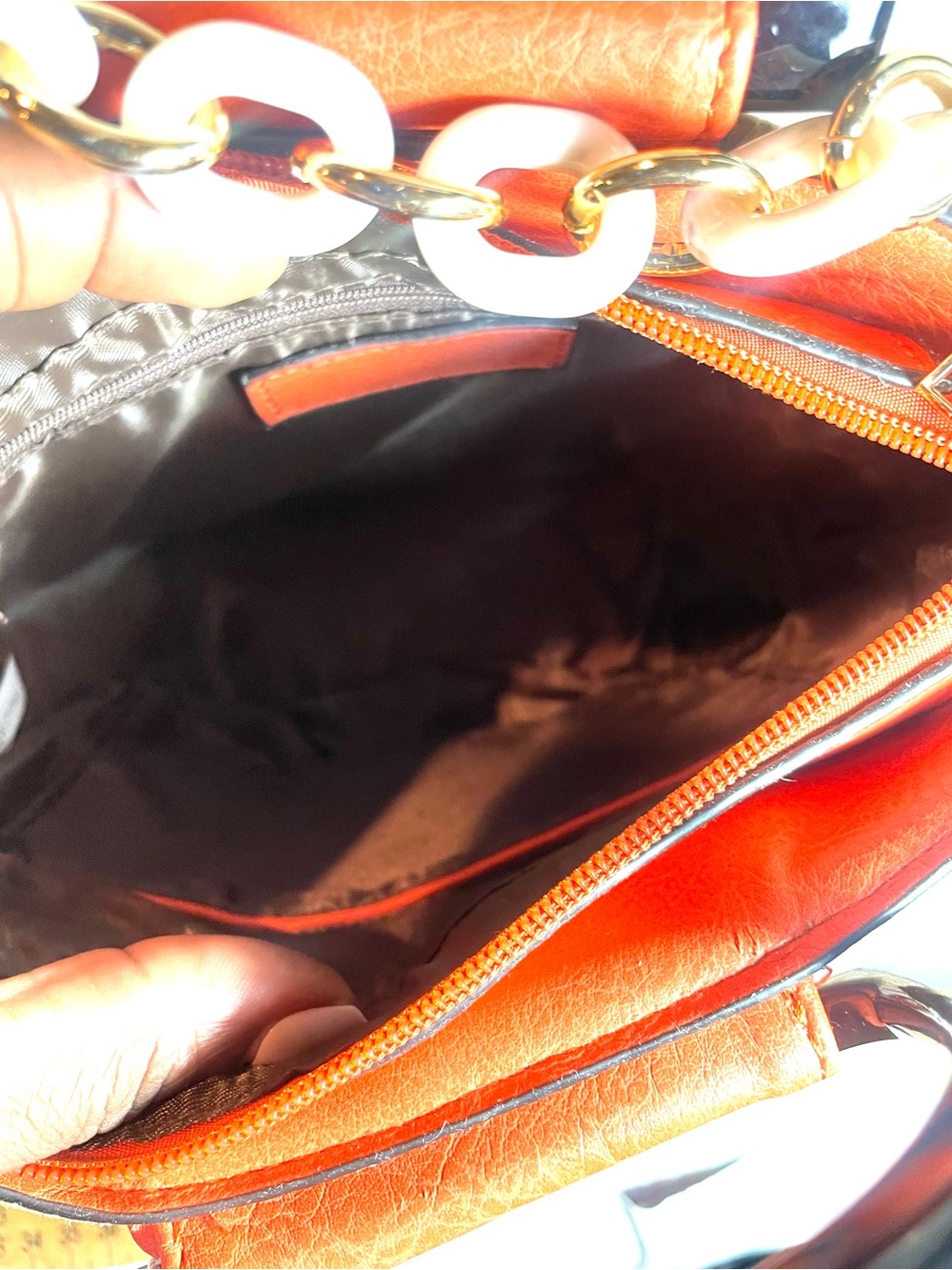 NWT Straw Tote Handbag Orange Vegan Leather Crossbody 3-Piece Set - Picture 6 of 12